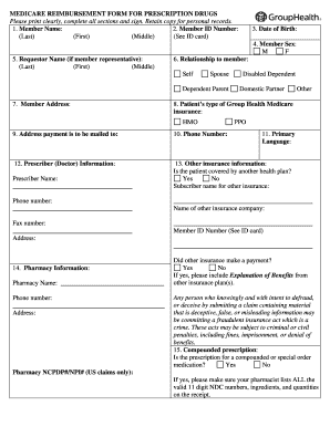 Medicare Prescription Drug Reimbursement Form