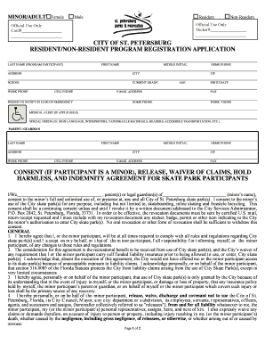 City of St. Petersburg Skate Park Registration and Waiver
