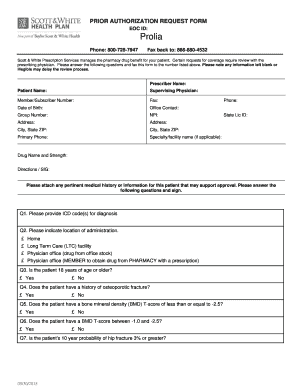 Prolia Prior Authorization Request Form