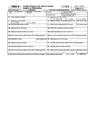 Form 1042-S Foreign Person's U.S. Source Income