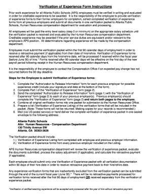 Verification of Experience Form