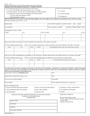 Missouri Child Abuse or Neglect Criminal Record Request