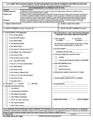 US Army ROTC Scholarship Acceptance/Declination Form