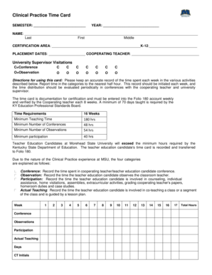 Clinical Practice Time Card