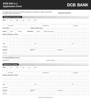 DCB GiftCard Application Form