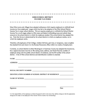 Ohio School District Income Tax Form