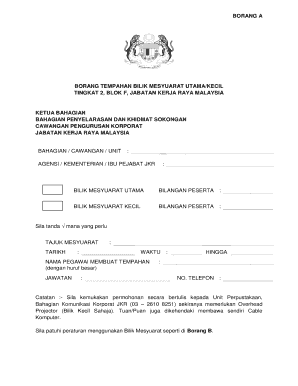 Contoh Borang Tempahan Bilik Mesyuarat Fill Online Printable Fillable Blank Pdffiller
