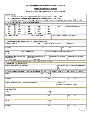 Florida College System Accident Incident Report