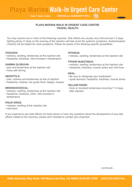 Travel Health Vaccination Questionnaire