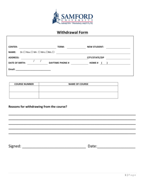 Student Course Withdrawal Form