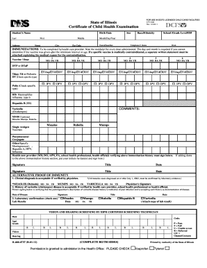 Illinois Child Health Examination Certificate