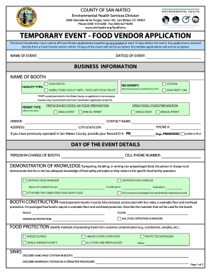 Temporary Event Food Vendor Application