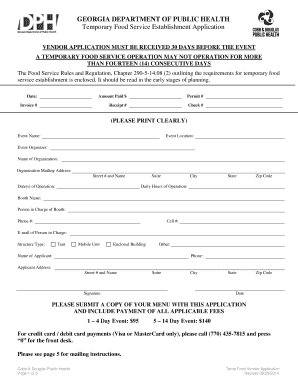 Georgia Temporary Food Service Establishment Application