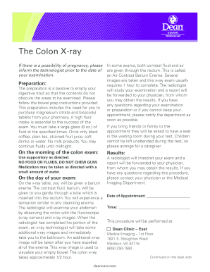 Colon X-ray Preparation Instructions