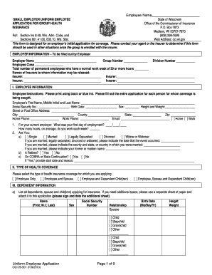 Wisconsin Group Health Insurance Application