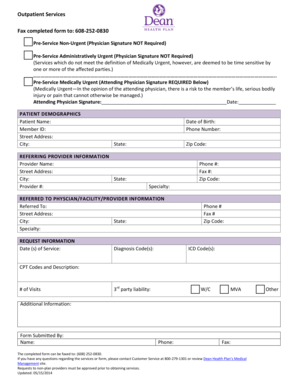 Outpatient Services Request Form