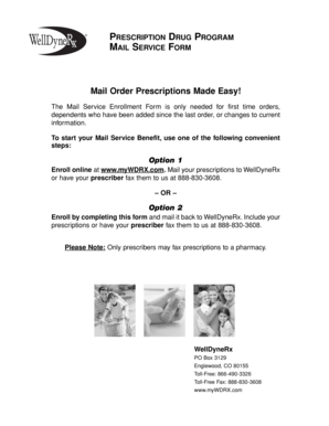 WellDyneRx Mail Service Enrollment Form