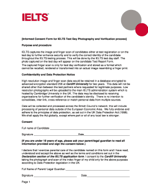 IELTS Test Day Photography Consent Form