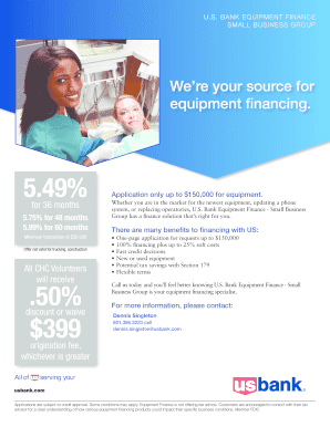 US Bank Small Business Equipment Finance Application
