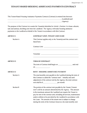 Tenant-Based Housing Assistance Payments Contract
