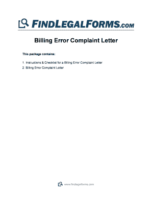 Affidavit of complaint sample - Billing Error Complaint Letter - FindLegalForms