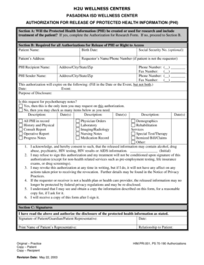 Authorization for Release of Protected Health Information