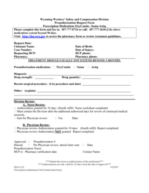 Wyoming Prescription Medication Preauthorization Request Form