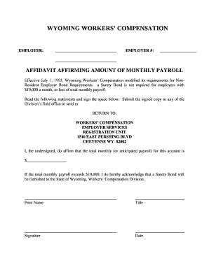 Wyoming Workers' Compensation Affidavit