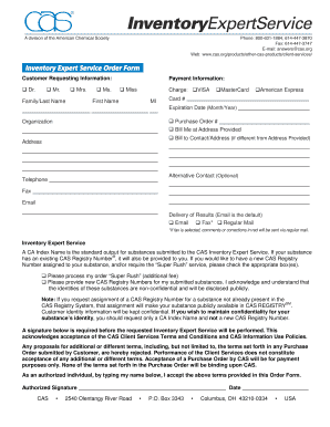 CAS Inventory Expert Service Order Form