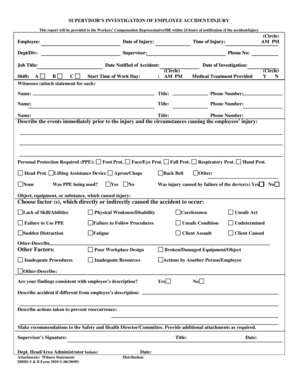 Supervisor’s Investigation of Employee Accident/Injury