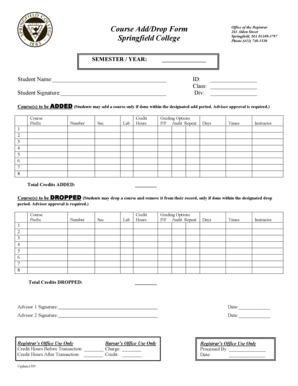 Course Add/Drop Form