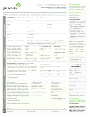 Girl Scouts Adult Membership Application