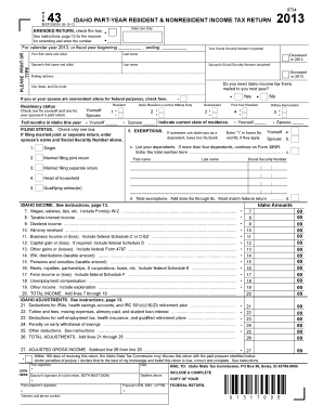Idaho Part-Year Resident & Nonresident Income Tax Return