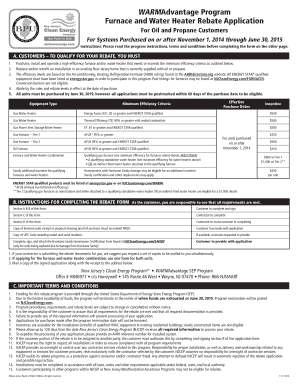 WARMAdvantage Furnace and Water Heater Rebate Application