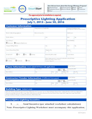 New Jersey Prescriptive Lighting Incentive Application