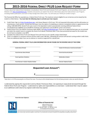 Federal Direct PLUS Loan Request Form