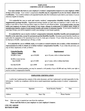 Employee Certificate of Compliance