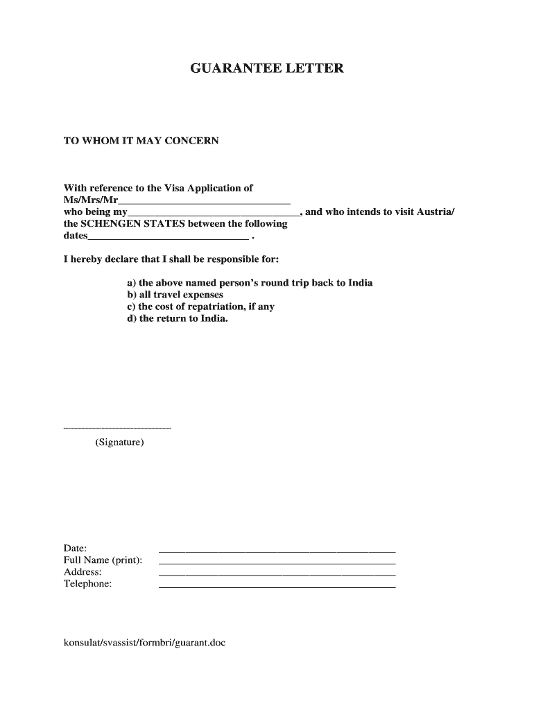 AT Guarantee Letter - Fill and Sign Printable Template Online  US With Regard To Letter Of Guarantee Template