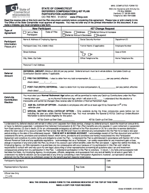 Connecticut Deferred Compensation 457 Plan Participation Agreement
