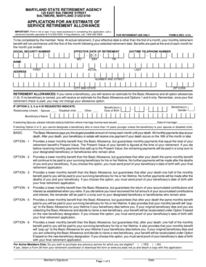 Maryland Service Retirement Allowance Application