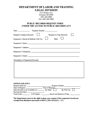 Rhode Island Public Records Request Form