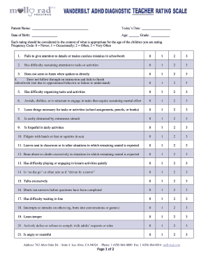 Vanderbilt ADHD Diagnostic Teacher Rating Scale
