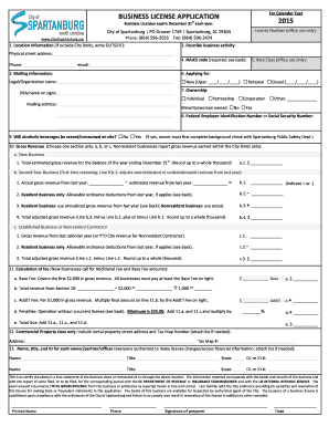 Spartanburg Business License Application