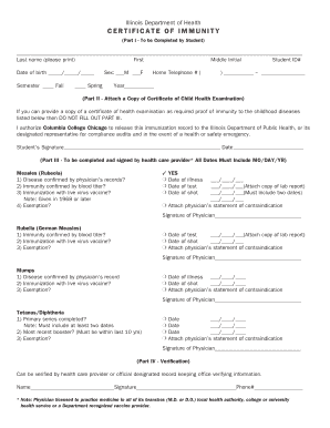 Illinois Certificate of Immunity