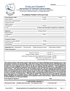 Chelan County Plumbing Permit Application