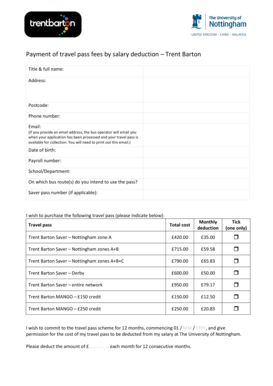 Travel Pass Fee Deduction Form
