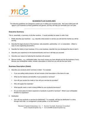 Executive summary of business plan - BUSINESS PLAN GUIDELINES The following guidelines are designed to assist you in writing your business plan - mica