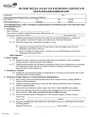 Washington Buyers' Retail Sales Tax Exemption Certificate