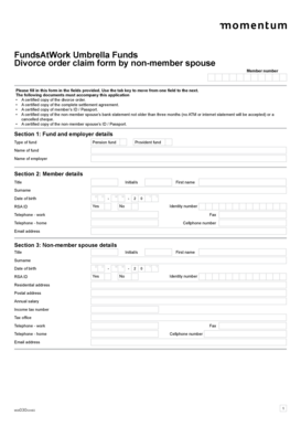 Divorce Order Claim Form by Non-Member Spouse