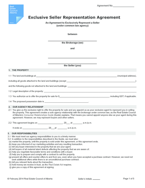 Exclusive Seller Representation Agreement